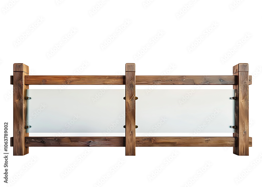 Wooden Fence Design with Clear Panels for Outdoors on transparent background Wooden Fence Design with Clear Panels for Outdoors on transparent background