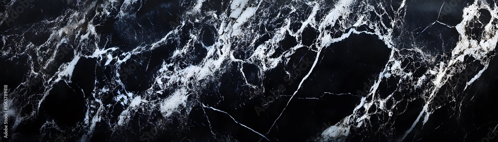 Obraz premium Black Marble with White Veins and Cracks