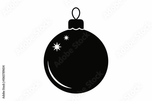 Christmas bauble silhouette vector, Christmas ball symbol icon design.