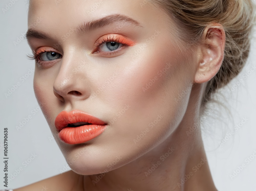 A striking portrait of a woman with mesmerizing eyes and luscious lips, embodying elegance and confidence in her serene expression A striking portrait of a woman with mesmerizing eyes and luscious lips, embodying elegance and confidence in her serene expression