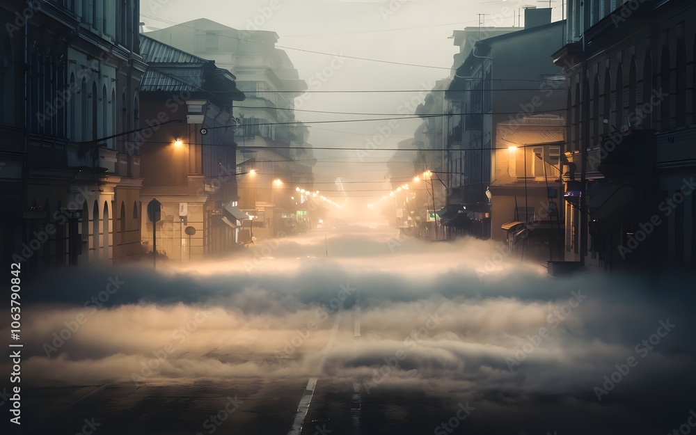 Beautiful foggy cinematic view Beautiful foggy cinematic view