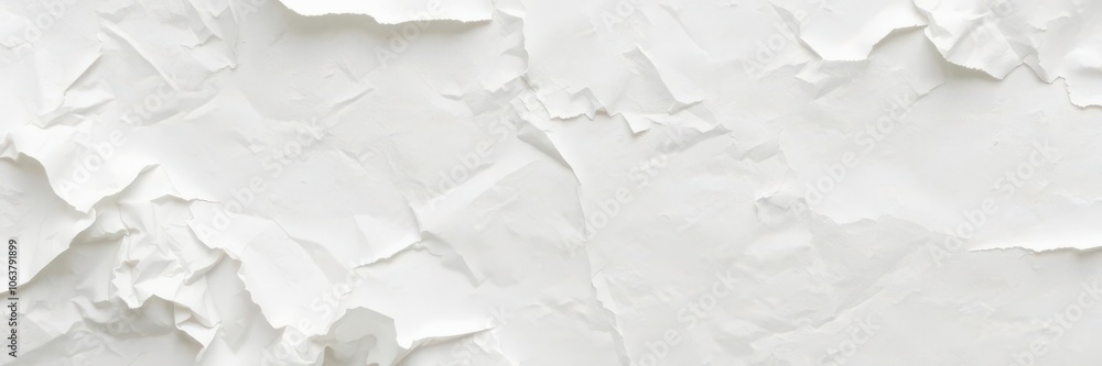 Close up of crumpled white paper texture, copy space