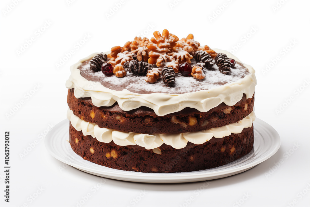 Delicious chocolate cake layered with creamy frosting and topped with festive decorations, perfect for celebrations and gatherings Delicious chocolate cake layered with creamy frosting and topped with festive decorations, perfect for celebrations and gatherings
