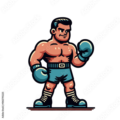 Boxer cartoon character. Isolated vector illustration