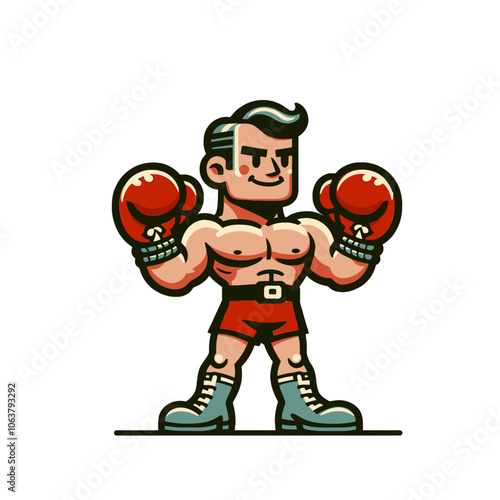 Boxer cartoon character. Isolated vector illustration