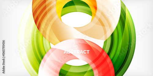 Bright colorful circles with light effects. Abstract background