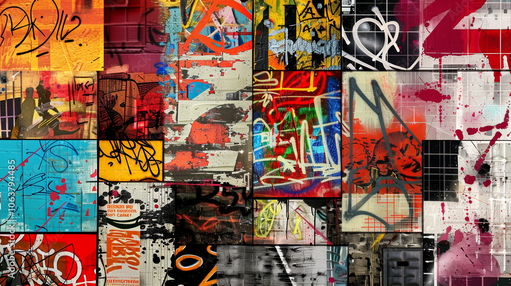 Fototapeta premium Vibrant Urban Graffiti Art Collage