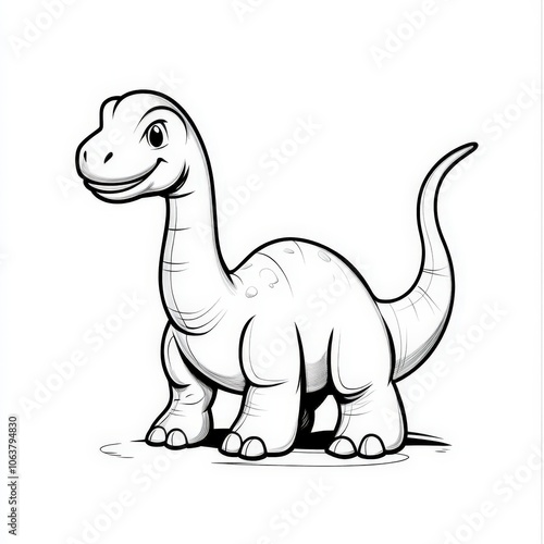 Cute Dinosaur Outline Coloring Page Design