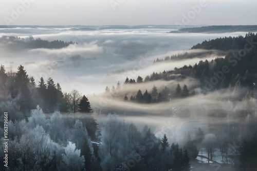 Beautiful foggy cinematic view