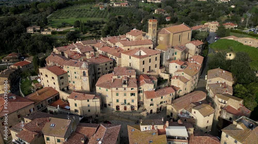Aerial view of Casale Marittimo province of Pisa Tuscany Italy Aerial view of Casale Marittimo province of Pisa Tuscany Italy