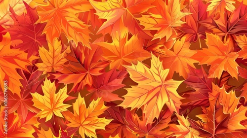 Vibrant Autumn Maple Leaves Background with Warm Fall Colors