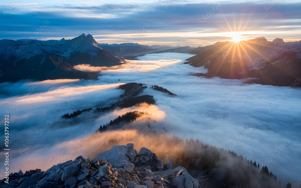 Fototapeta premium Beautiful foggy cinematic view