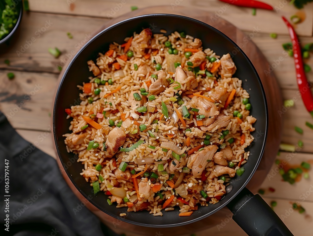 Fried Rice With Egg And Chicken Authentic Chinese Cookery Asian Flavors Fried Rice With Egg And Chicken Authentic Chinese Cookery Asian Flavors