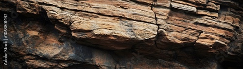 Close-up of Rough, Weathered Rock with Layered Texture and a Dark, Recessed Area