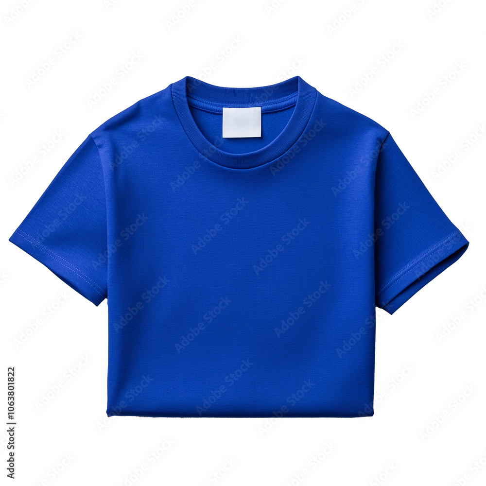 Simple plain blue t-shirt displayed flat, isolated on transparent background Simple plain blue t-shirt displayed flat, isolated on transparent background