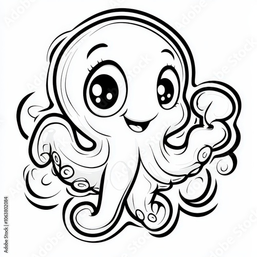 Cute Octopus Coloring Page Outline for Kids