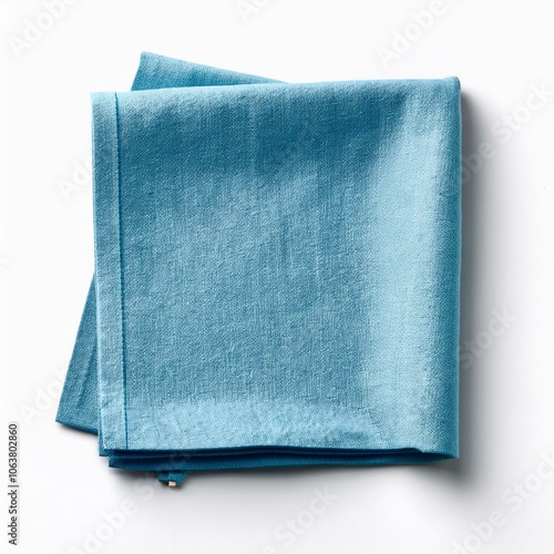 light blue linen napkin isolated on white background