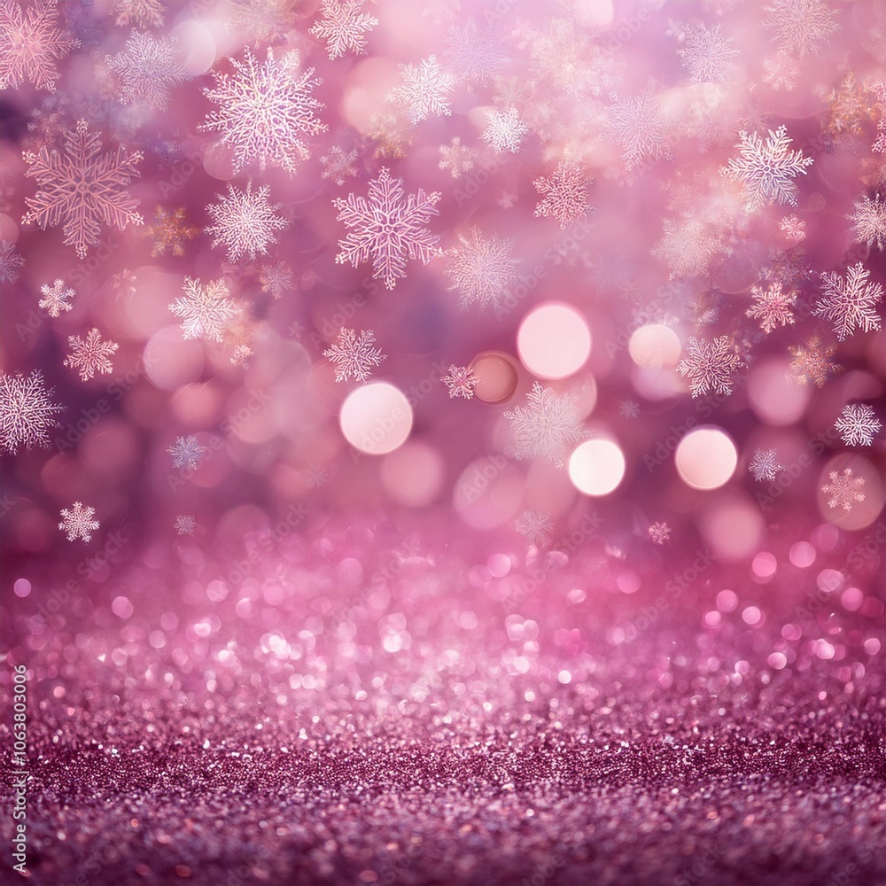 pink winter bokeh with tiny snowflakes background pink winter bokeh with tiny snowflakes background
