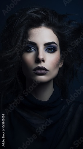 Wallpaper Mural Shadowy Allure: Woman in Charcoal Embrace Torontodigital.ca