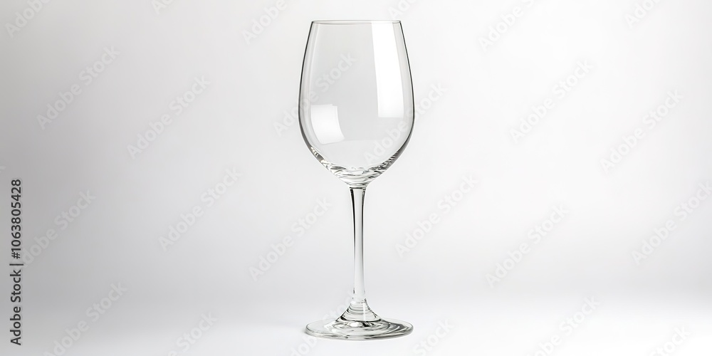 Empty wine glass on white background with soft shadow Empty wine glass on white background with soft shadow