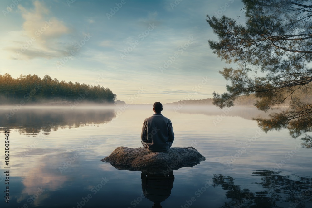 Tranquil Reflection by Serene Lake Tranquil Reflection by Serene Lake