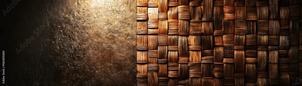 Close-up of a Woven Wooden Basket Texture Close-up of a Woven Wooden Basket Texture