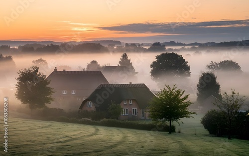 Beautiful foggy cinematic view