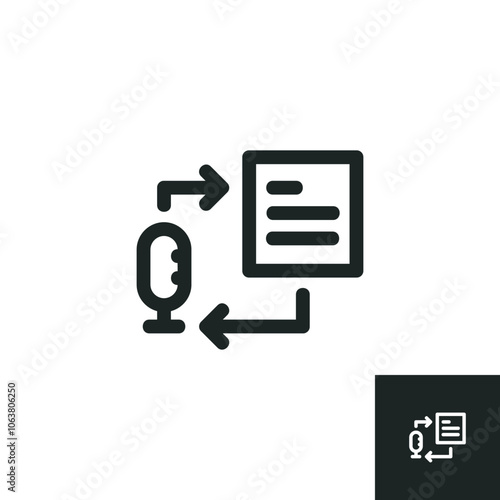 Voice to text  converter icon isolated on white background. Vector illustrations are made with vector-based software, not AI generated results.