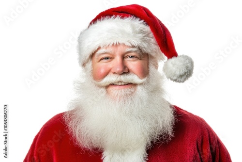 Kind santa claus smiling and wearing traditional red costume