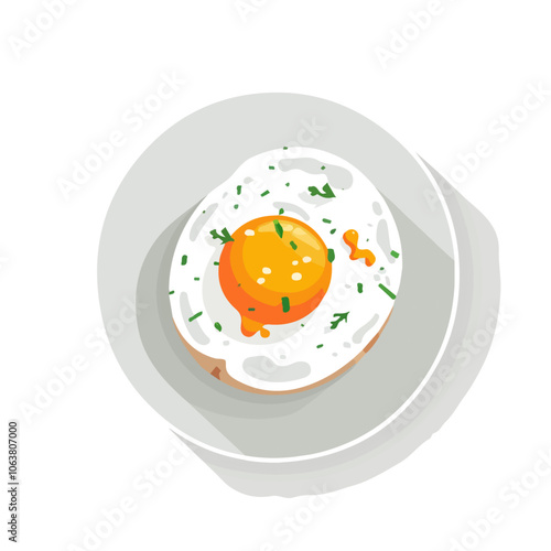 2D flat vector illustration fried egg icon isolated on a white background.