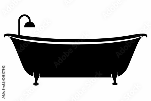 Bathtub icon, baby bathtub silhouette vector, Shower vector