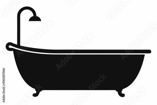 Bathtub icon, baby bathtub silhouette vector, Shower vector