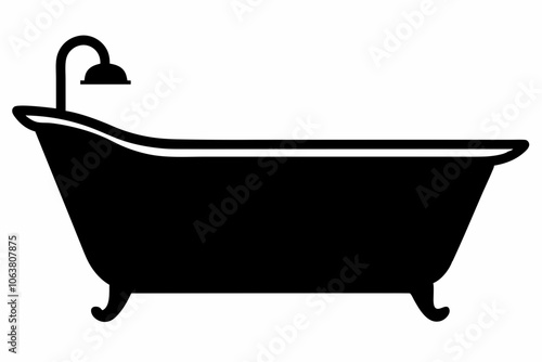 Bathtub icon, baby bathtub silhouette vector, Shower vector