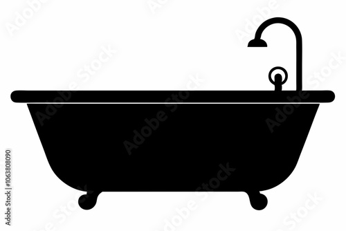 Bathtub icon, baby bathtub silhouette vector, Shower vector