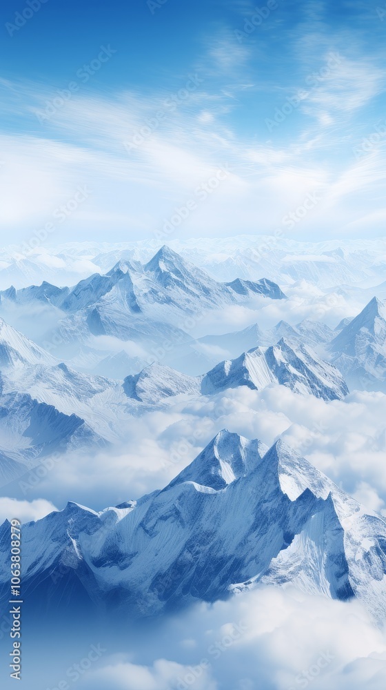 Panoramic Panorama of Snow-Capped Mountains