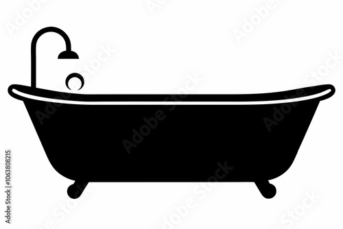 Bathtub icon, baby bathtub silhouette vector, Shower vector