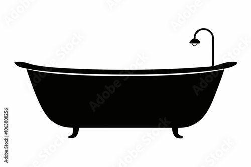 Bathtub icon, baby bathtub silhouette vector, Shower vector