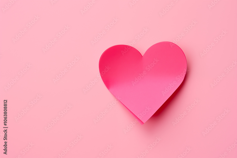 A vibrant pink paper heart on a soft pink background, symbolizing love and affection, ideal for valentine's day or romantic themes. A vibrant pink paper heart on a soft pink background, symbolizing love and affection, ideal for valentine's day or romantic themes.