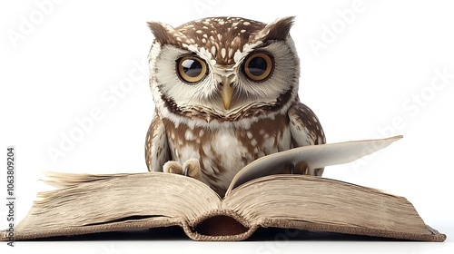 Wallpaper Mural Wise Owl Reading an Open Book in Style Torontodigital.ca