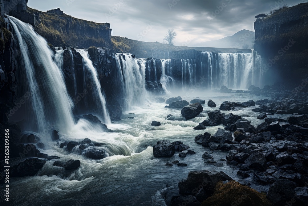 Obraz premium Cascading Waterfall's Majesty