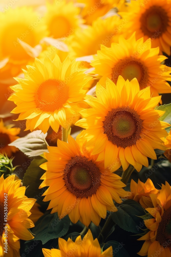 Obraz premium Golden Sunflowers Soaking Up the Sun