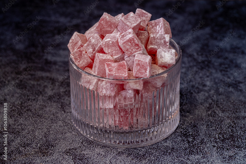 Türkish Isparta's rose delight. Rose flavored, fragrant fresh delight.