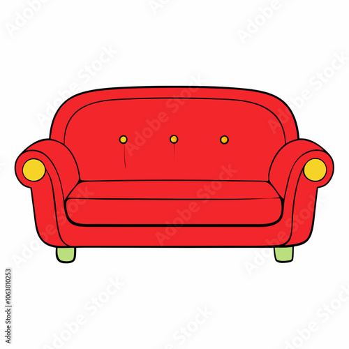 Red sofa vector illustration on white background