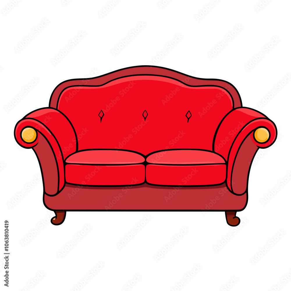 Red sofa vector illustration on white background Red sofa vector illustration on white background