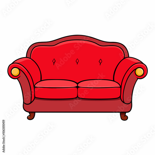 Red sofa vector illustration on white background