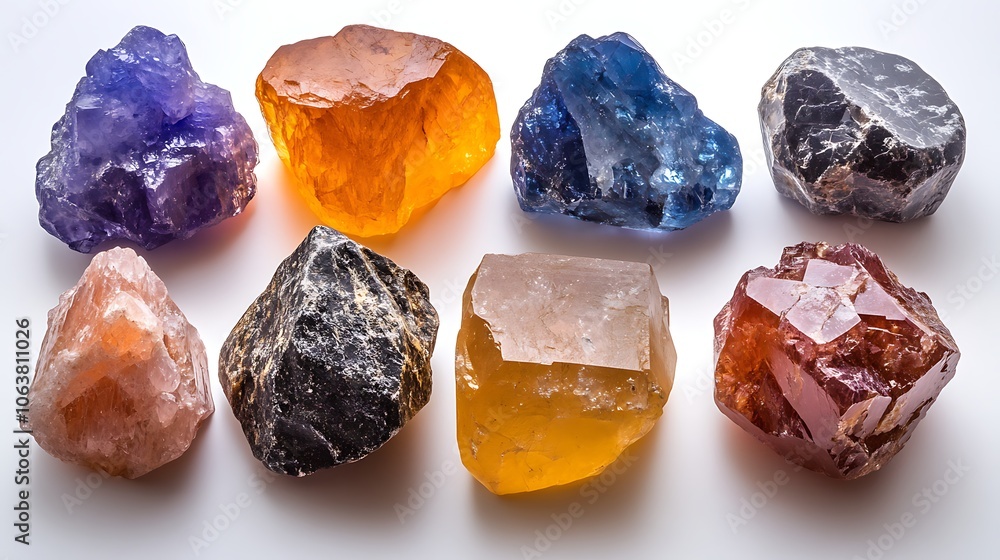 Colorful Gemstones on a White Background Colorful Gemstones on a White Background