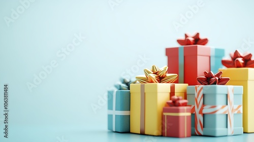 Colorful Gift Boxes Stacked on Light Background