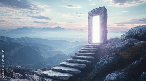 Portal to magical dimensions: beyond the sky's veil – an entrance leading to unknown realms, sparking imagination and awe
