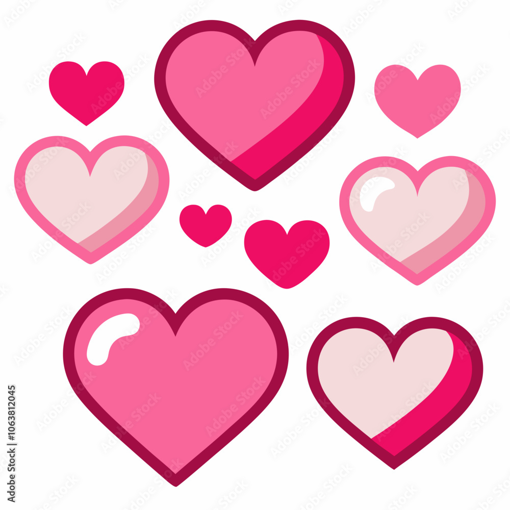 Pink heart icons set vector illustration Pink heart icons set vector illustration