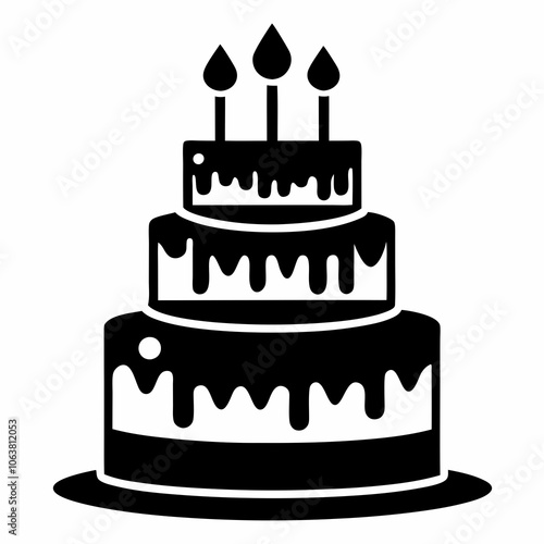 Birthday cake icons. Set of silhouette birthday cake icon vector art illustration on a White Background